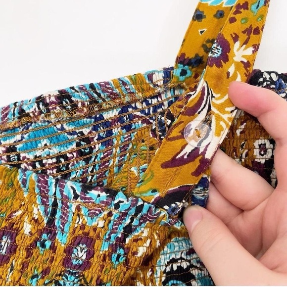 Anthropologie Multicoloured Print Patchwork Jumpsuit Flowy Pants Summer Cami - Picture 7 of 8